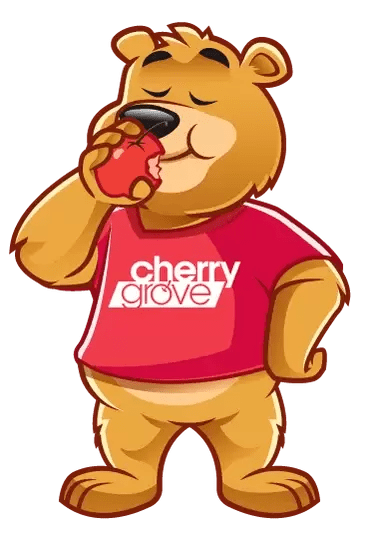 The Cherry Grove bear eats an apple off the daily menu