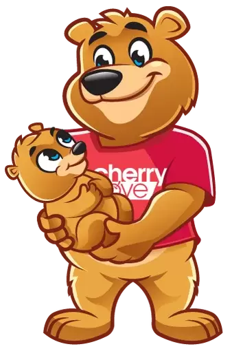 The Cherry Grove bear holding an infant